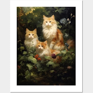 Three Cats In The Garden Posters and Art